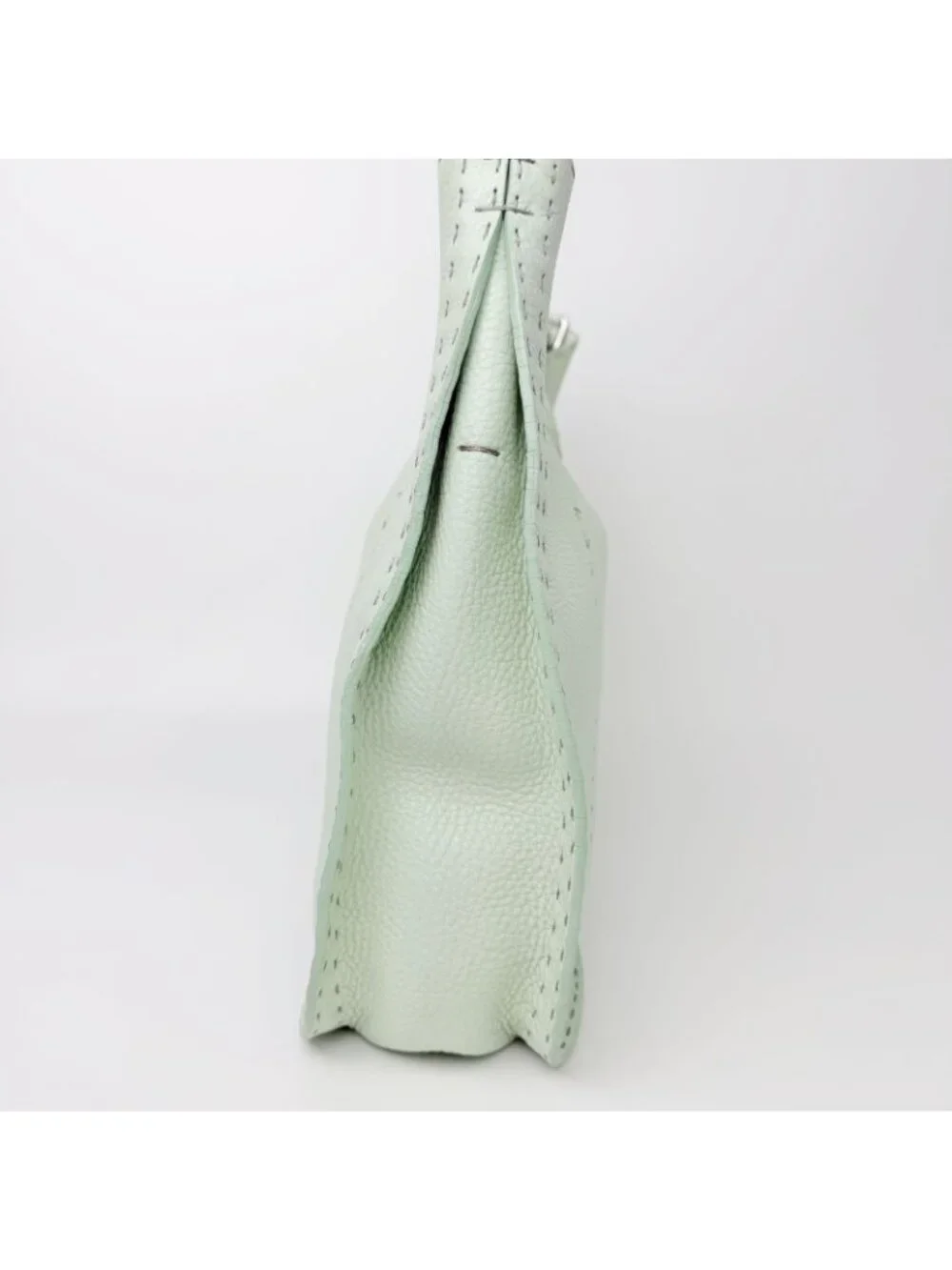 Fendi Selleria Stitch Shoulder Bag Leather Mint Green Silver Vintage